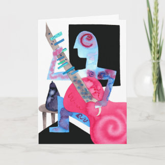 Tarjeta Festiva "guitarrista con la berenjena "