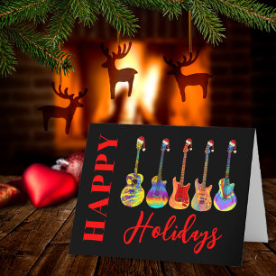Tarjeta Festiva Guitars Felices Fiestas de los navidades