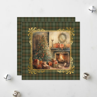Tarjeta Festiva Gunn Weathered Scottish Tartan Christmas