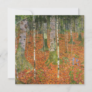 Tarjeta Festiva Gustav Klimt - Casa De Campo Con Árboles De Aves