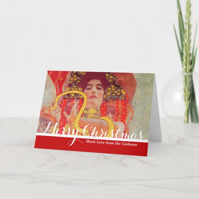 Tarjeta Festiva Gustav Klimt Red Woman Gold Snake Pintura (Anverso)