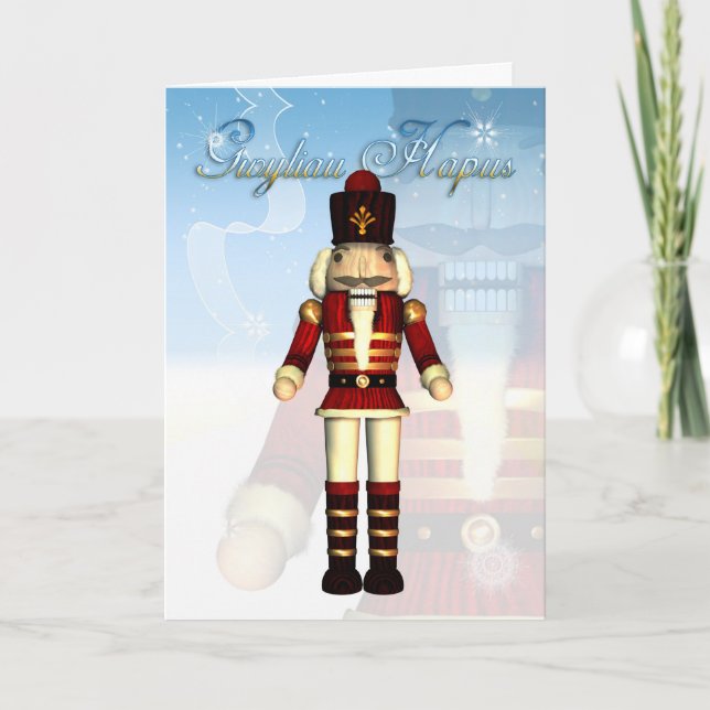 Tarjeta Festiva Gwyliau Hapus buenas fiestas - Galés (Anverso)