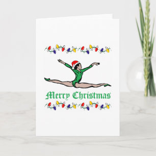 Tarjeta Festiva Gymnast Merry Christmas lights