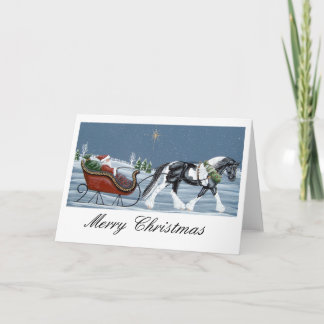 Tarjeta Festiva Gypsy Vanner Horse Merry Christmas