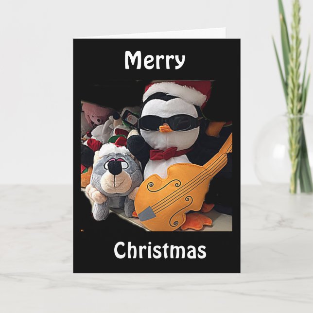 TARJETA FESTIVA H0PE Y0UR CHRITMAS "R0CKS" DICE JUGADOR DE GUITARR (Anverso)