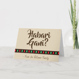 Tarjeta Festiva Habari Gani - Kwanzaa Holiday Brown Tan