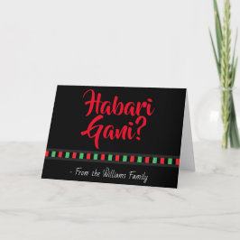 Tarjeta Festiva Habari Gani Red Black Green Kwanzaa