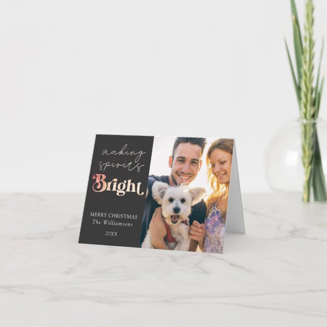 Tarjeta Festiva Hacer brillar a los espíritus 2 fotos Feliz Navida (Anverso)