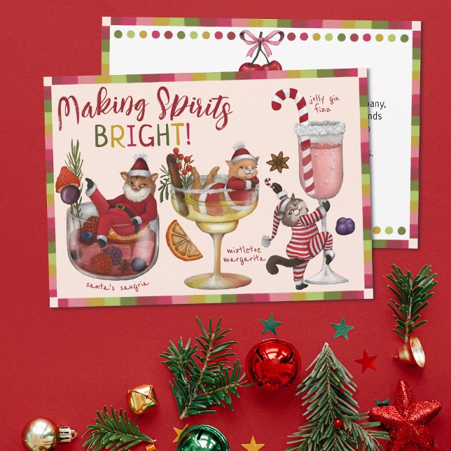 Tarjeta Festiva Hacer gato a los Navidades brillantes de los cócte (Subido por el creador)