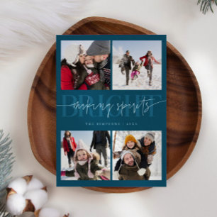 Tarjeta Festiva Hacer que los espíritus brillen Navidades Verde az