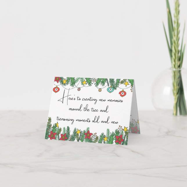Tarjeta Festiva Hacer Recuerdos alrededor del árbol (Anverso)
