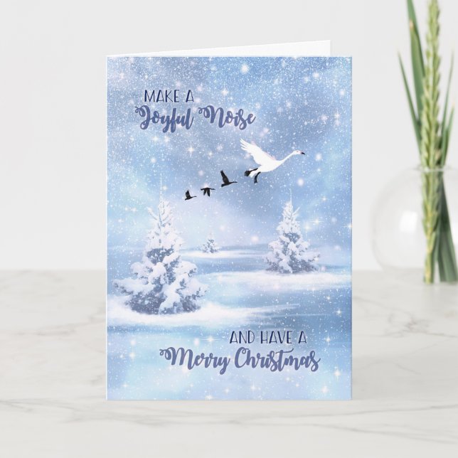 Tarjeta Festiva Hacer un alegre ruido con los Navidades de Geese (Anverso)