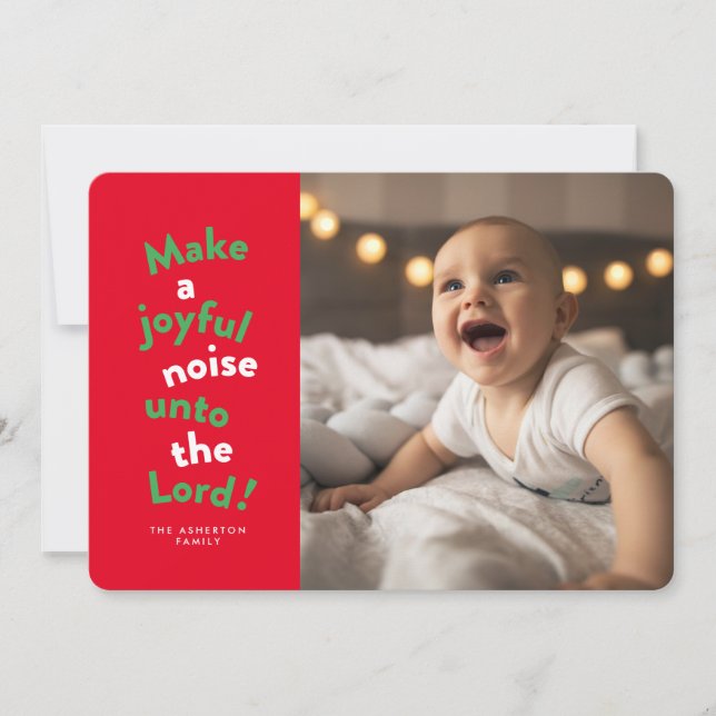 Tarjeta Festiva Hacer un alegre ruido divertido foto de Navidades  (Anverso)