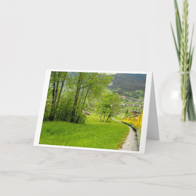 Tarjeta Festiva Hacia el valle suizo en tren (Anverso)