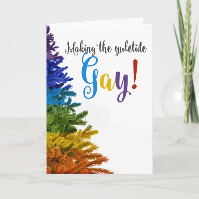 Tarjeta Festiva ¡Haciendo Gay Yuletide! (Anverso)