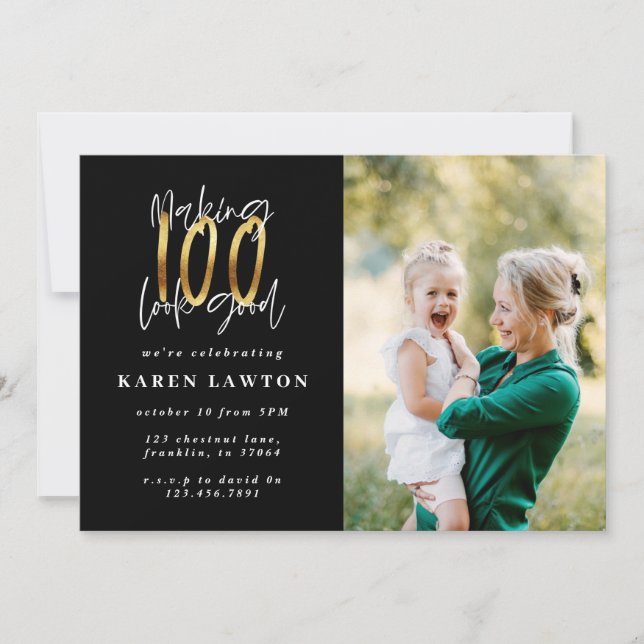 Tarjeta Festiva Haciendo que 100 se vea bien foto de cumpleaños do (Anverso)