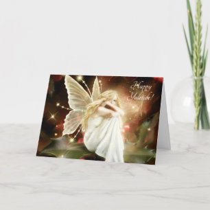 Tarjeta Festiva Hada de acebo y bayas