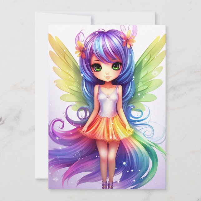 Tarjeta Festiva Hada de arcoiris suave (Anverso)