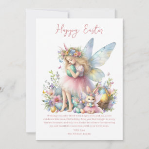 Tarjeta Festiva Hada de Pascua de primavera en acuarela