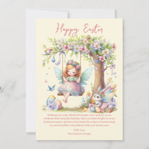 Tarjeta Festiva Hada de Pascua de primavera en acuarela