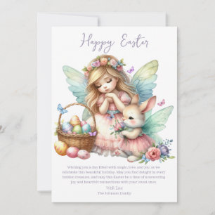 Tarjeta Festiva Hada de Pascua de primavera en acuarela
