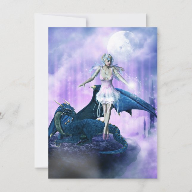 Tarjeta Festiva Hada Dragón de Hielo (Anverso)