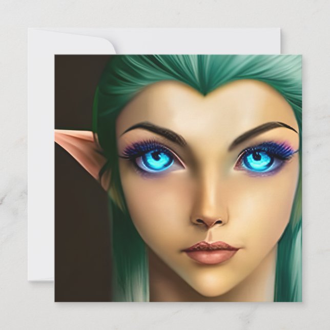 Tarjeta Festiva Hada Hermosa de Ojos Azules (Anverso)