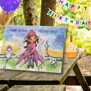 Tarjeta Festiva Hada Mágica para Cumpleaños de Niña Dibujada a Man