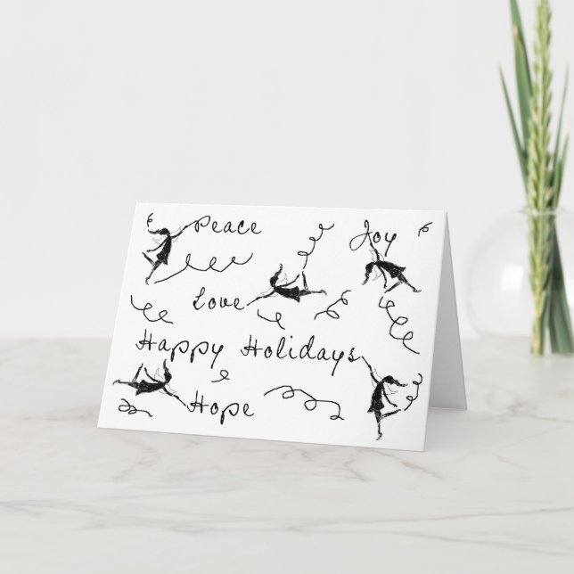 Tarjeta Festiva Hadas de Arte Felices Fiestas (Anverso)