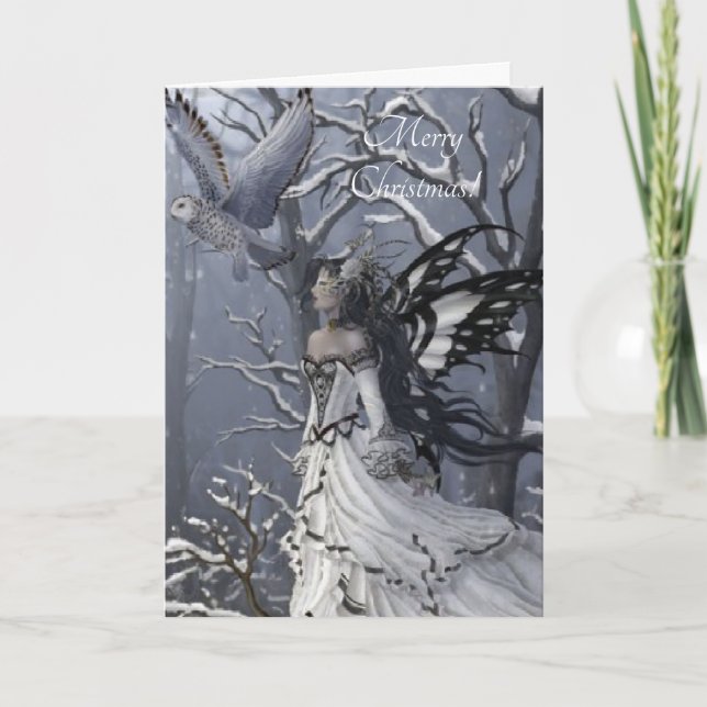 Tarjeta Festiva hadas de mariposa de invierno (Anverso)