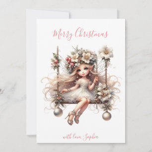 Tarjeta Festiva Hadas de Navidades blancos