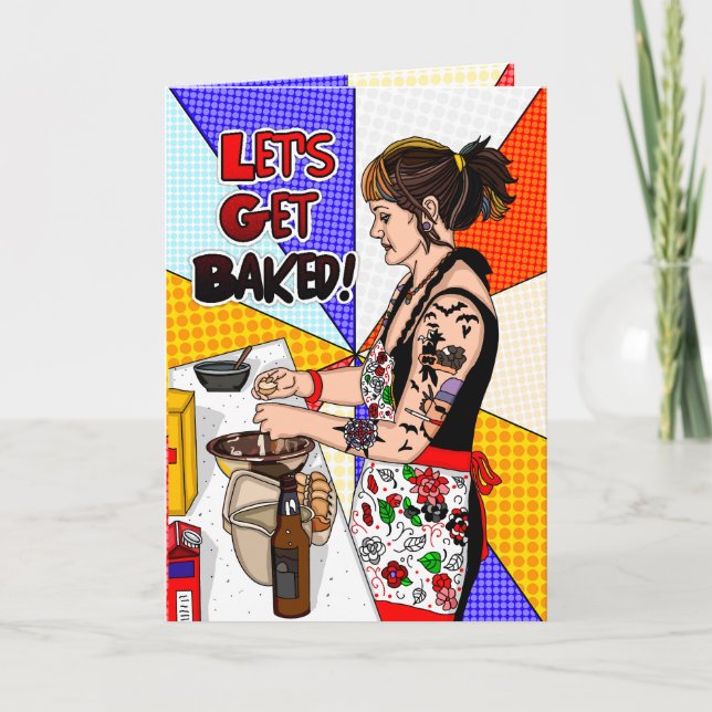 Tarjeta Festiva Hagámoslo. | Cumpleaños del Estilo Pop Art (Anverso)