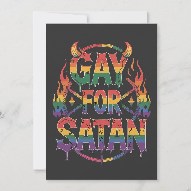 Tarjeta Festiva Hail Gay Satan Rainbow Baphomet Devil Goe LGBTQ (Anverso)