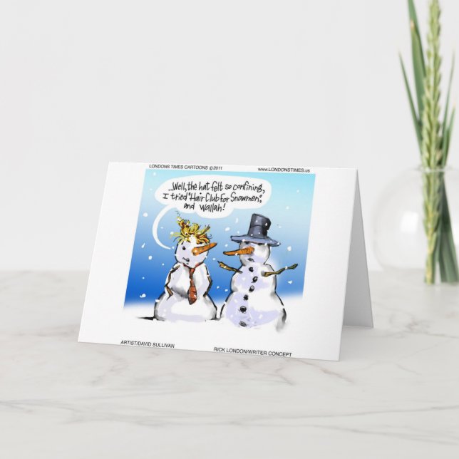 Tarjeta Festiva Hair Club Para Los Navidades De Snowmen (Anverso)
