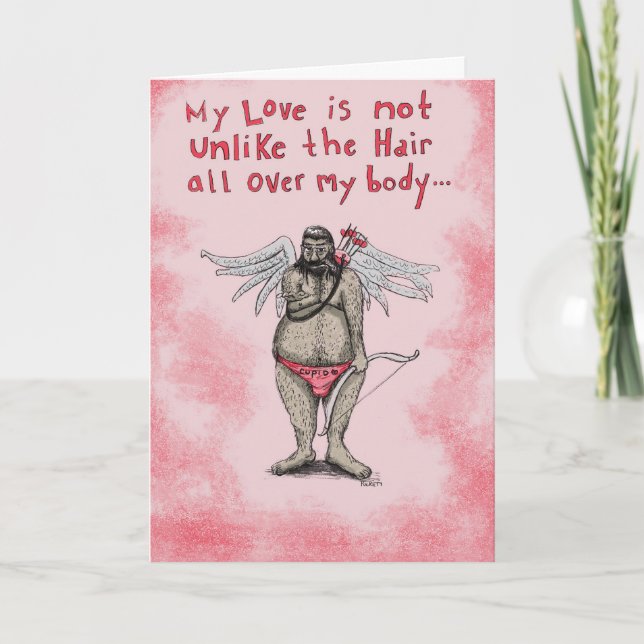 Tarjeta Festiva Hairy Cupid Valentines (Anverso)