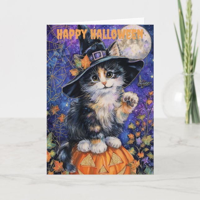 Tarjeta Festiva Halloween Abyssinian Cat (Anverso)