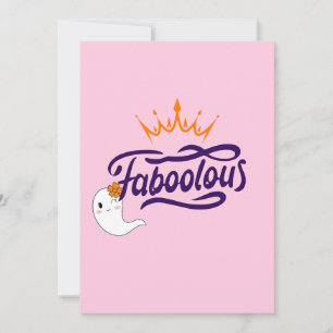 Tarjeta Festiva Halloween adorable, Faboolous, Fantasma adorable, 