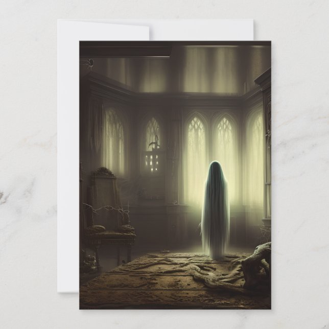 Tarjeta Festiva Halloween atormentó a la casa (Anverso)