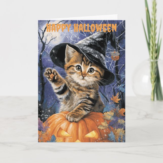 Tarjeta Festiva Halloween Bengal Cat (Anverso)