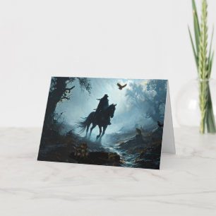 Tarjeta Festiva Halloween Black Horse y Rider