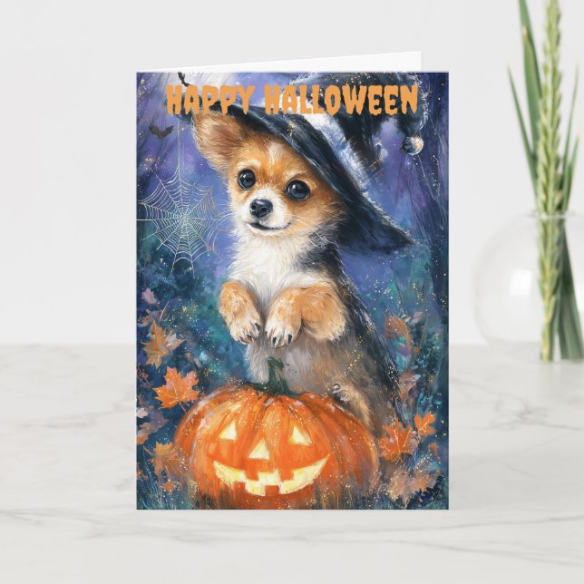 Tarjeta Festiva Halloween Chihuahua Dog (Anverso)