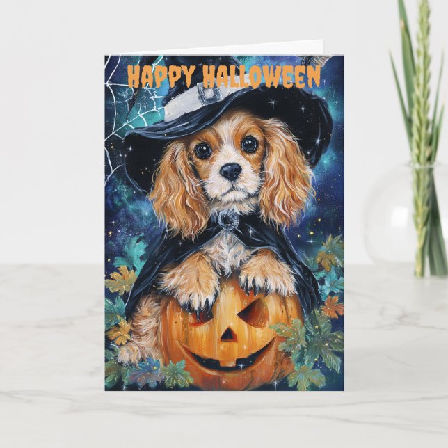 Tarjeta Festiva Halloween Cocker Spaniel Dog (Anverso)