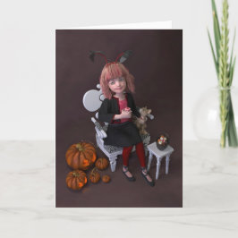 Tarjeta Festiva Halloween. Comiendo dulces.