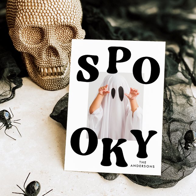 Tarjeta Festiva Halloween con fotos en blanco y negro retro espelu (Subido por el creador)