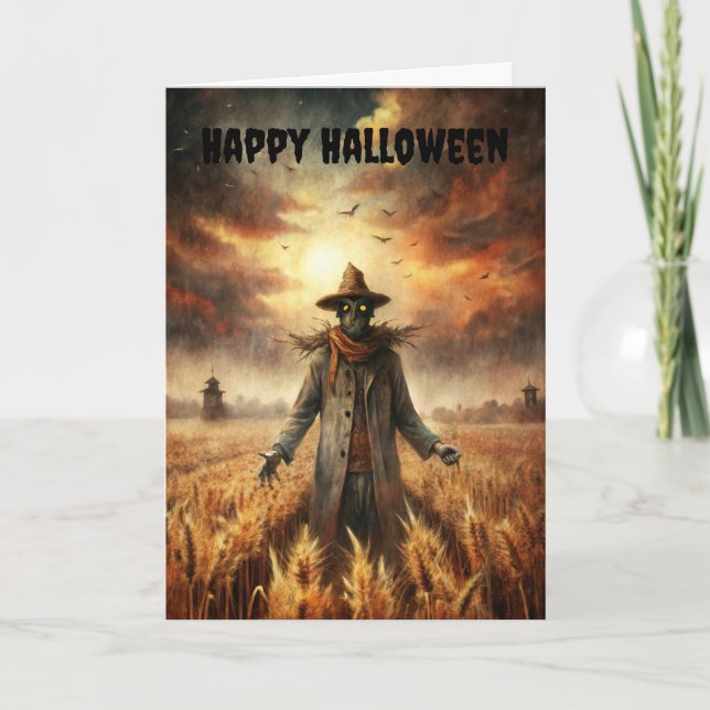 Tarjeta Festiva Halloween Creeprow Scarecrow (Anverso)
