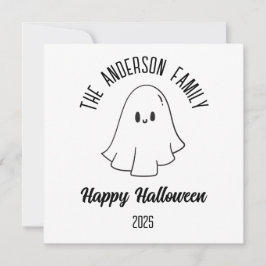 Tarjeta Festiva Halloween Cute Ghost Personalizado Nombre Año