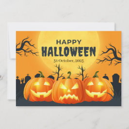 Tarjeta Festiva Halloween de calabaza naranja