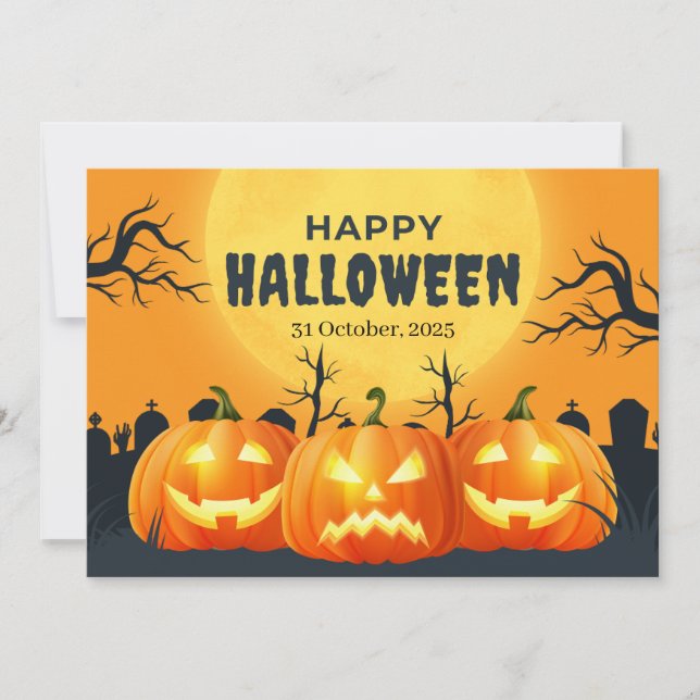 Tarjeta Festiva Halloween de calabaza naranja (Anverso)