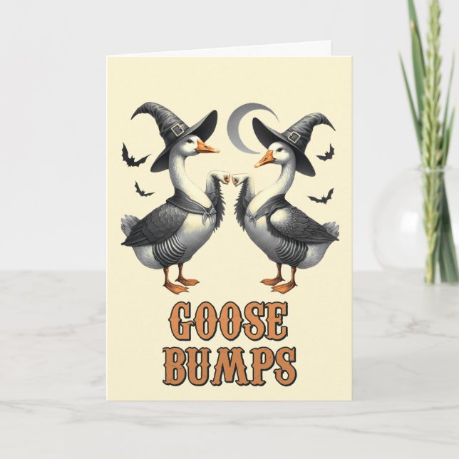 Tarjeta Festiva Halloween de divertida Vintage Goose Bump (Anverso)