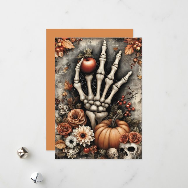 Tarjeta Festiva Halloween de flor y delgada (Anverso/Reverso In Situ)